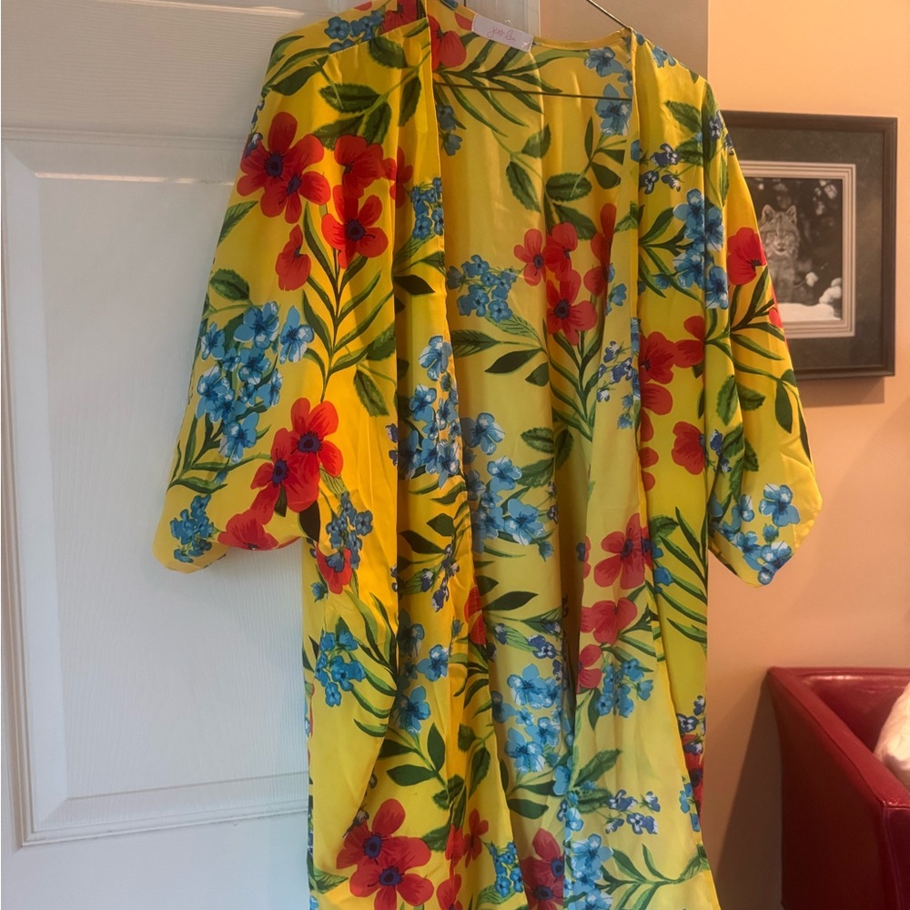 Floral Yellow Kimono Top